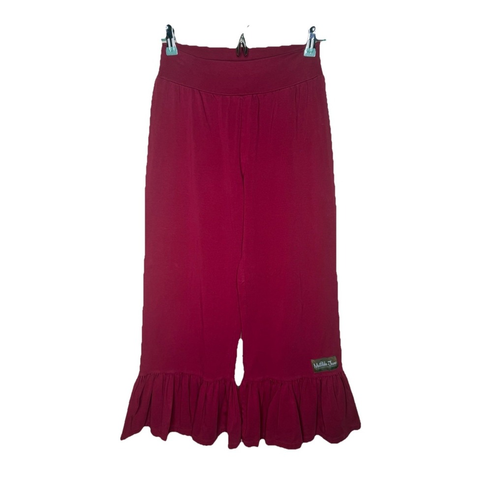 Matilda Jane Best Big Ruffle Crop Pants Women's Small Burgundy